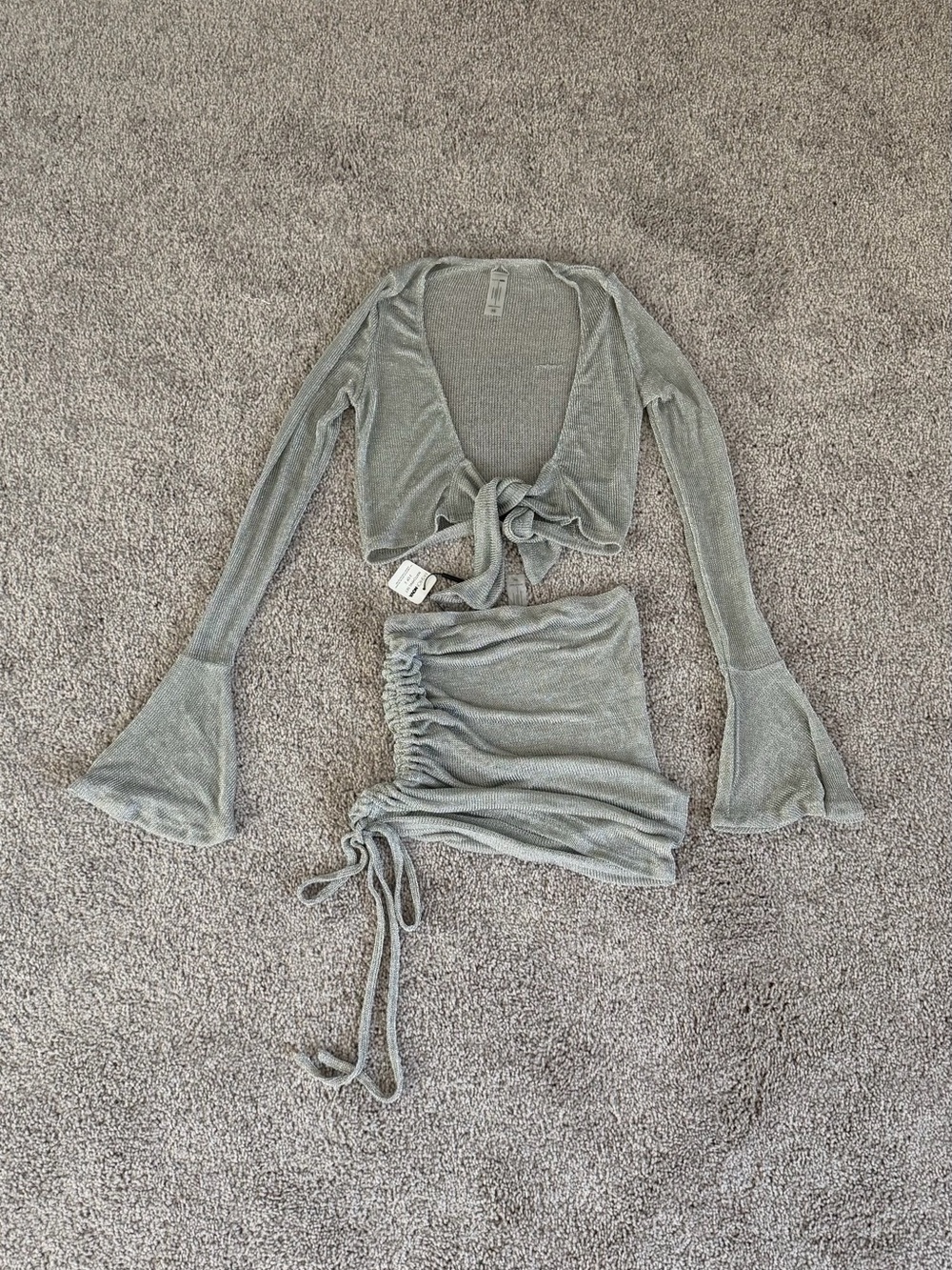 Fashion Nova Silver Gray Two-Piece Skirt Set